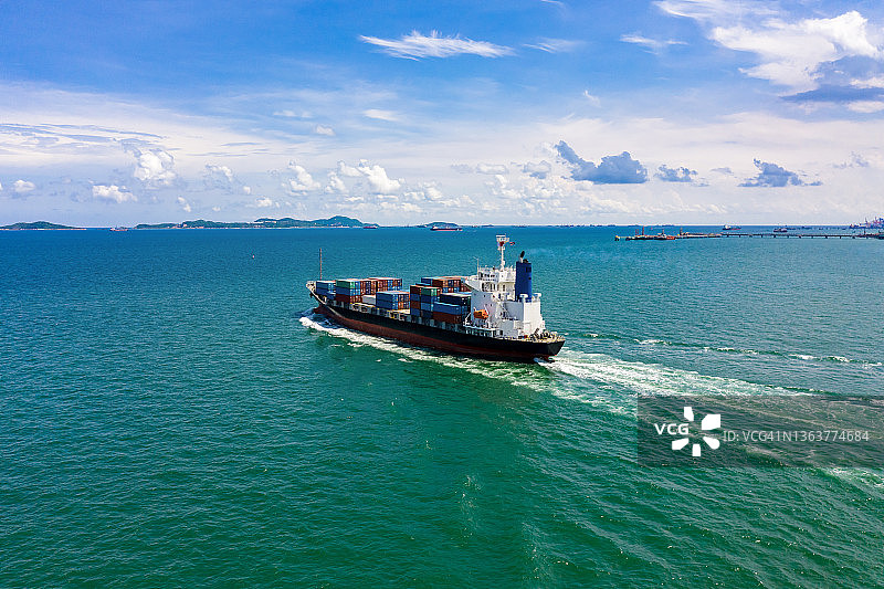 海运货物集装箱进出口业务及国际海上进口业务图片素材