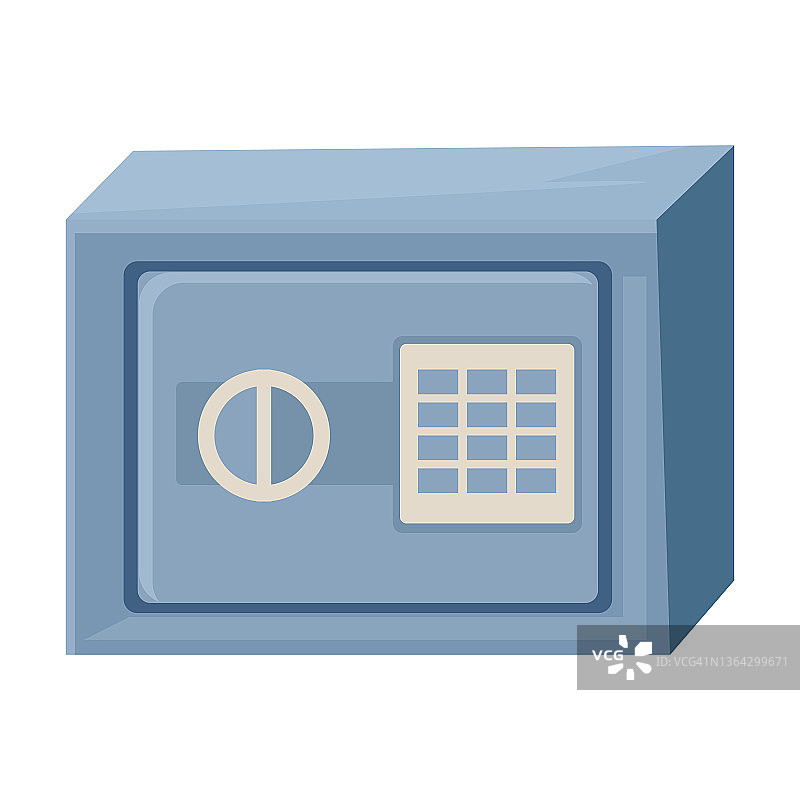 关闭安全的数字锁与编码密码卡通风格孤立在白色背景。钢盒子，秘密容器。矢量图图片素材