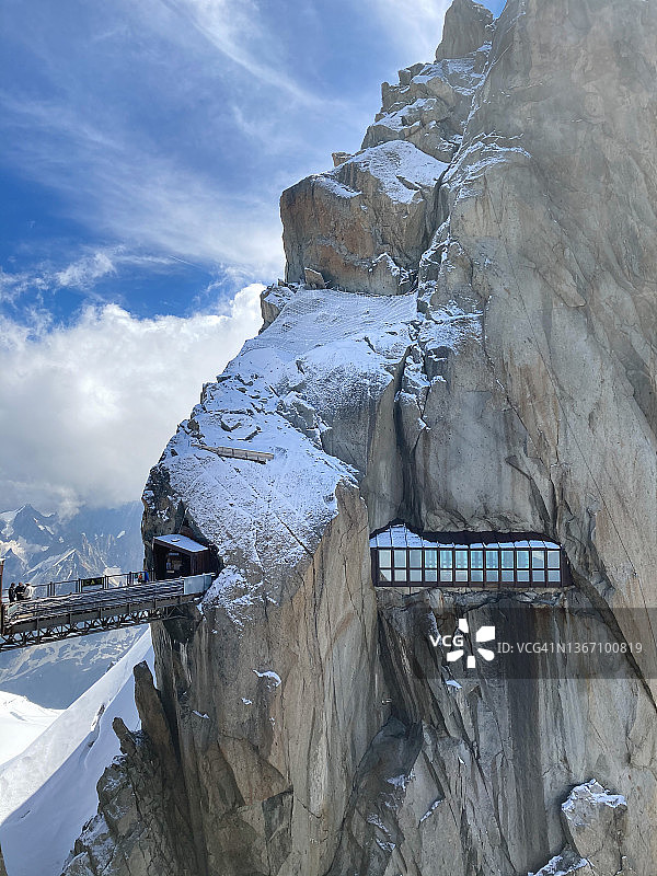 米迪Aiguille du Midi的冰川观景台图片素材
