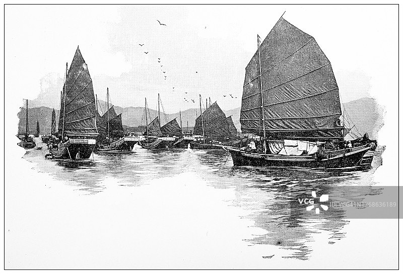 中国和香港的古玩旅行照片:船图片素材