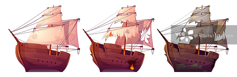 木船，孤立的木船，白帆图片素材