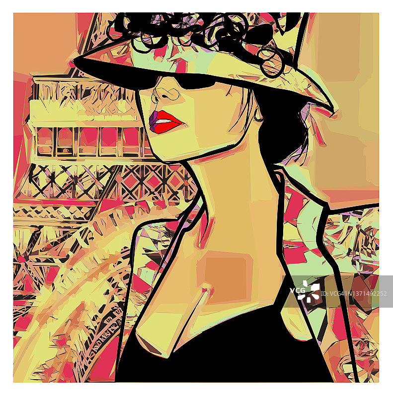 美丽的年轻性感的时装模特与帽子在巴黎图片素材