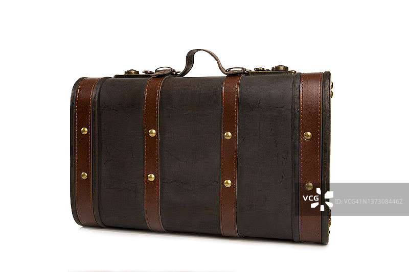 棕色复古手提箱在白色背景图片素材