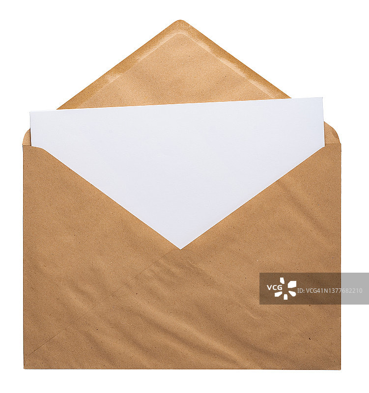 回收牛皮纸信封孤立的白色背景图片素材