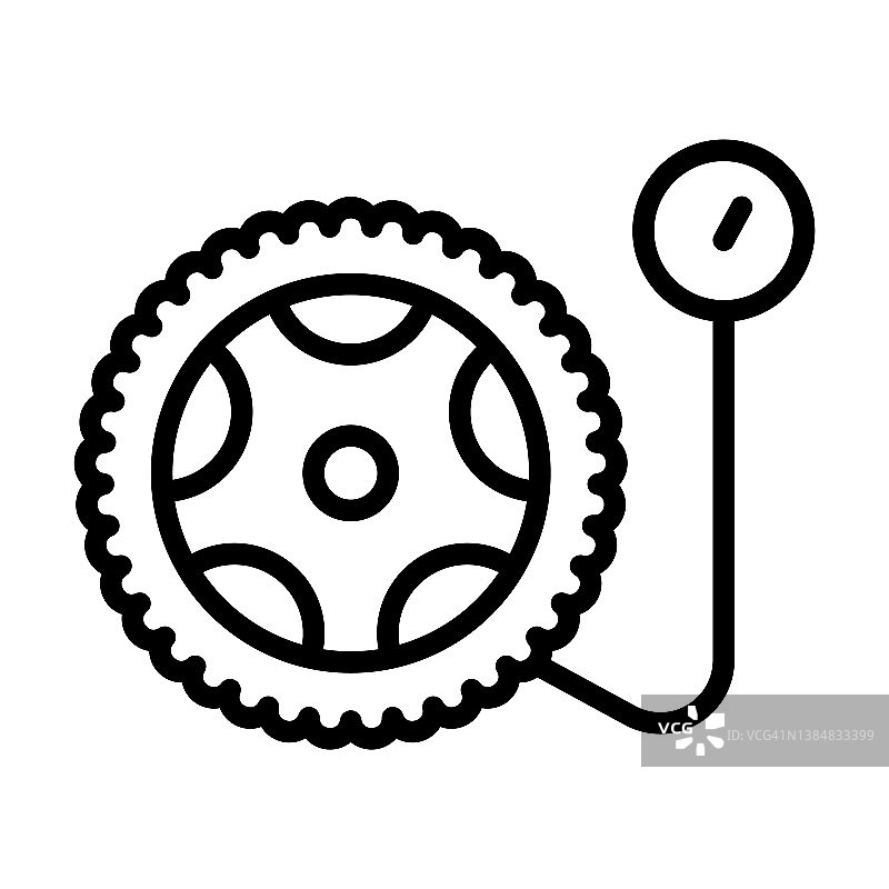 充气轮胎图标从一般收集。细线性充气轮胎，轮胎，车轮轮廓图标孤立在白色背景。线矢量充气轮胎标志，网络和移动符号。图片素材