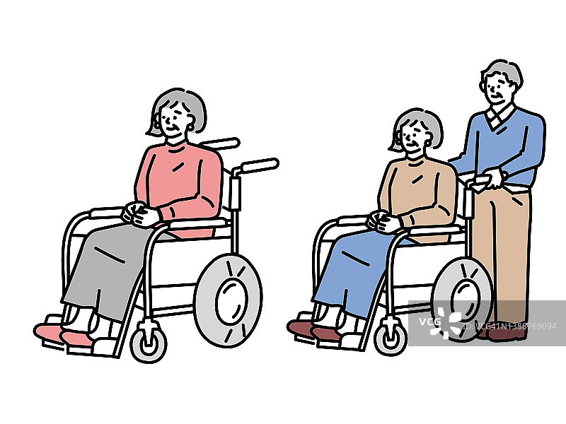 坐轮椅的人的插图(男性、受伤、疾病、住院、骨折、协助、住院、康复)
一个坐在轮椅上的人的插图。男人，女人，受伤，疾病，去医院，骨折，护理，住院图片素材