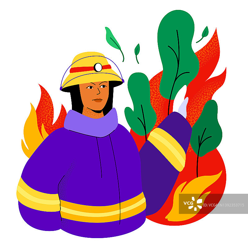 消防部门-彩色平面设计风格插图图片素材