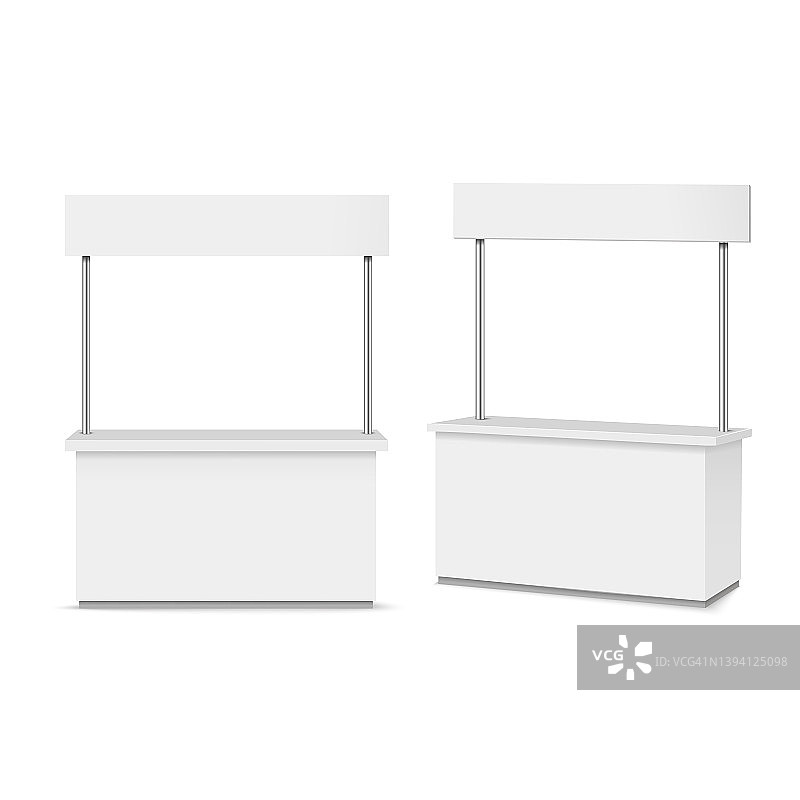 白色空白广告POS POI PVC促销柜台展位。向量图片素材