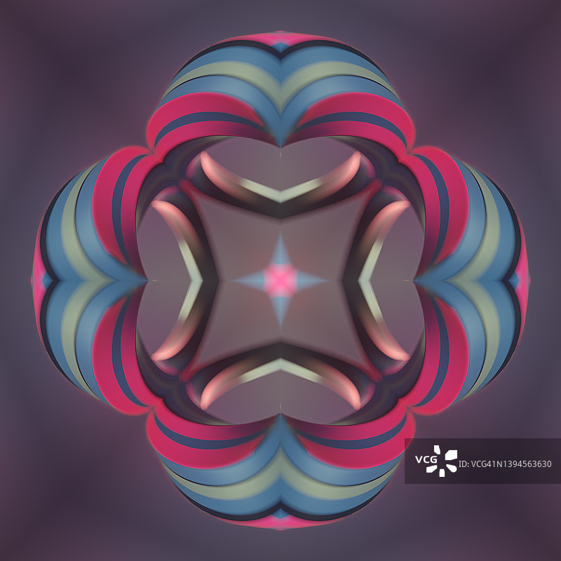幻想3d渲染封面设计，色彩斑斓扭曲万花筒形状。抽象数字插图背景图片素材