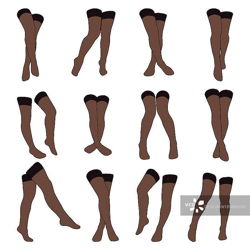 女性袜子扁平，简单，极简主义矢量图标。女性的腿。扁平有吸引力的脚，矢量插图。在白色背景上发现了女人的腿。图片素材