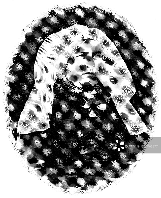 19世纪荷兰戴传统礼帽的荷兰妇女图片素材