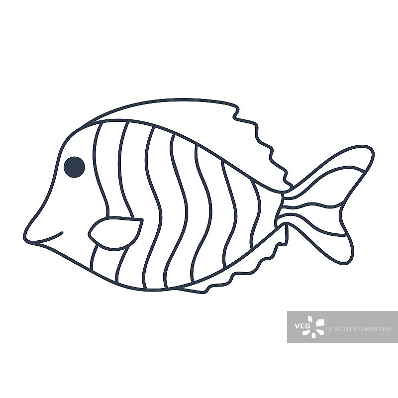 单可爱的条纹鱼涂鸦风格图片素材