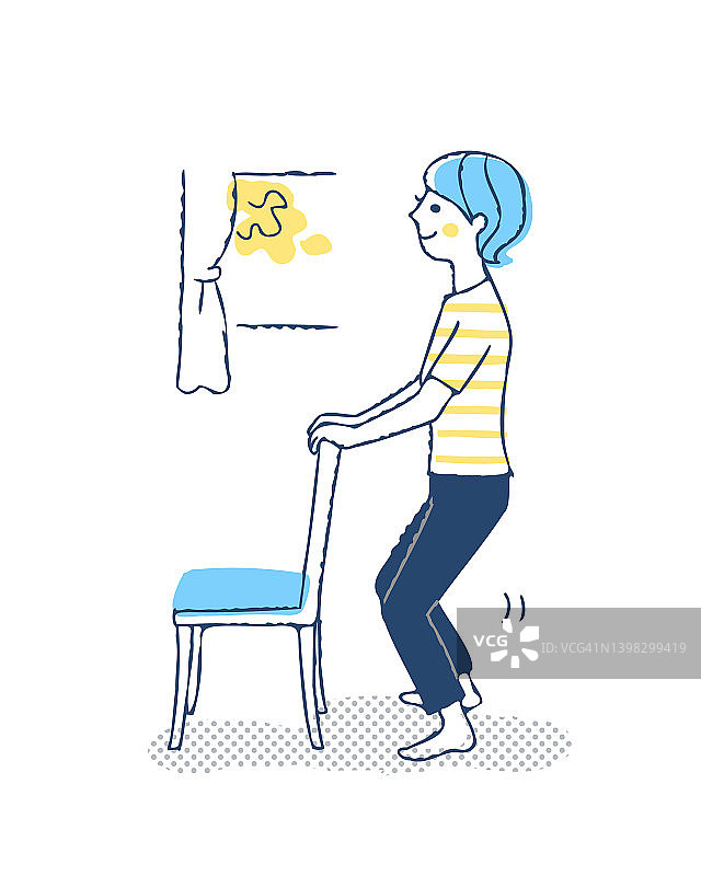 屈人:在椅子上锻炼来弯曲和伸展身体的女人图片素材