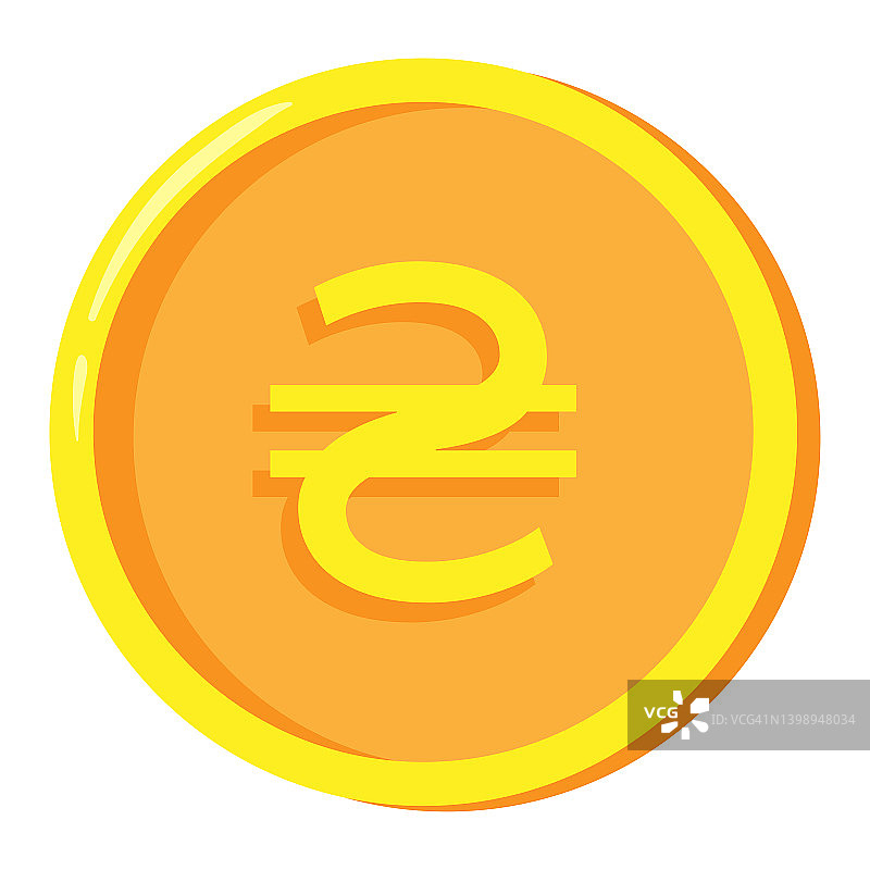 金色格里夫纳硬币符号UAH在白色背景。金融投资的概念。乌克兰货币图片素材