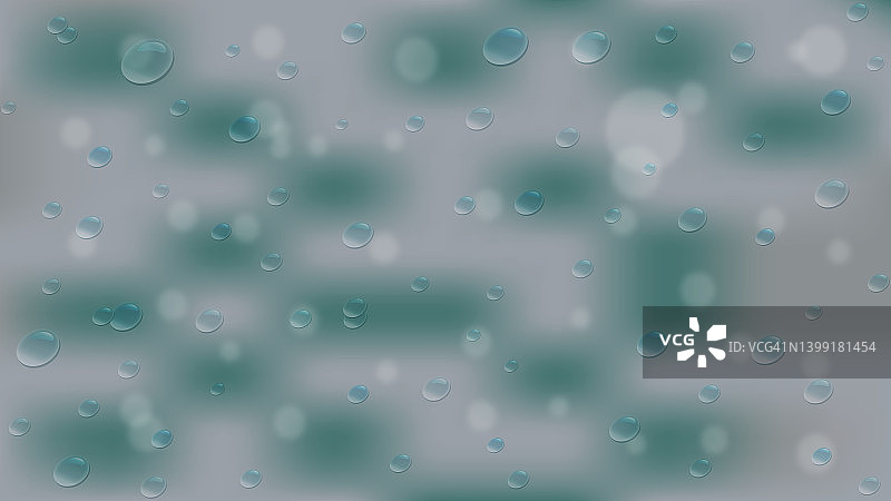 雨滴。透明的泡沫。矢量插图。图片素材