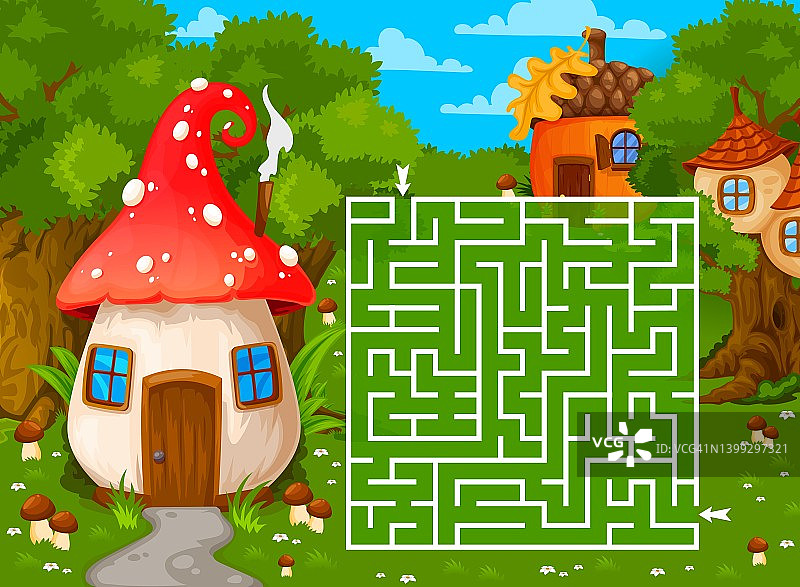 迷宫迷宫与魔法森林房屋建筑图片素材