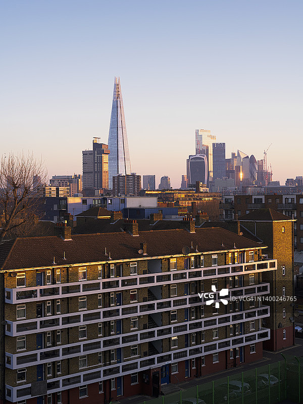 俯瞰伦敦住宅和金融区图片素材