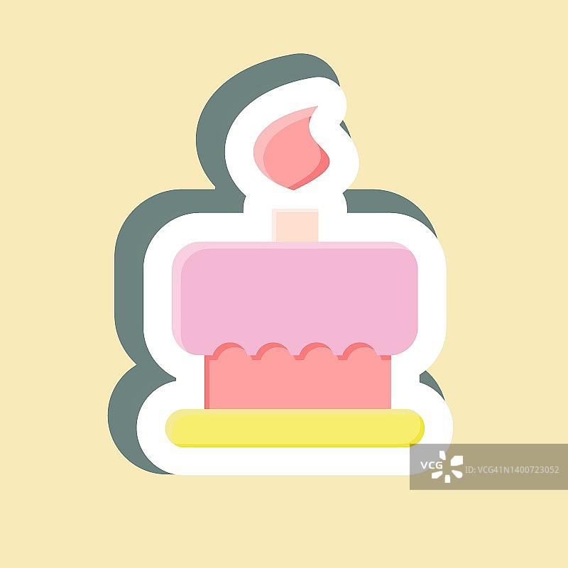 贴纸的生日蛋糕。适合面包店的标志。简单的设计可编辑。设计模板向量。简单的说明图片素材