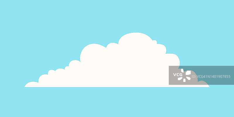 简单的卡通云隔离在青色背景向量。平面设计现实的矢量云。图片素材
