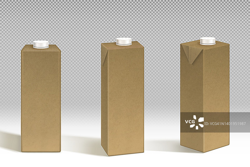 牛奶或果汁包装纸包装盒模型设置图片素材