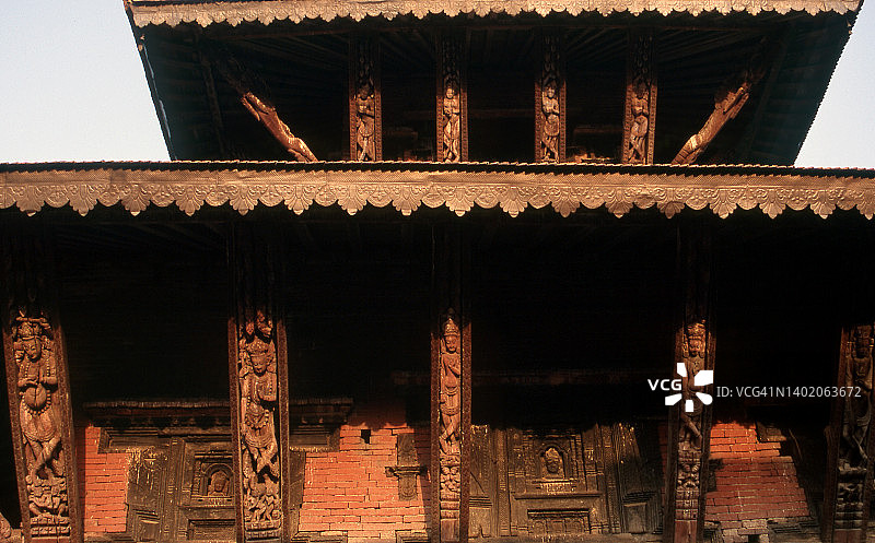 杜巴广场宝塔的细节(尼泊尔巴克塔普)图片素材