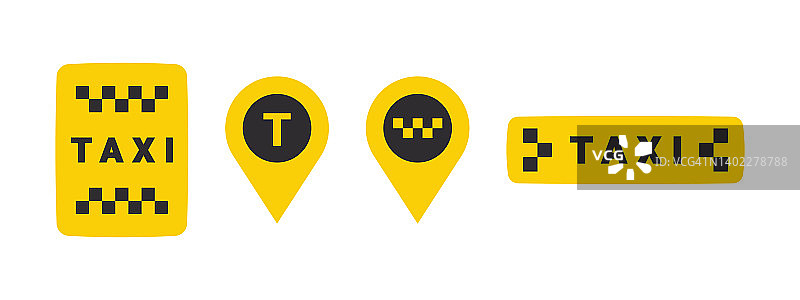 出租车服务图标。出租车服务元素图标。24小时服务。矢量图标图片素材