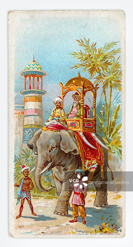 印度王公在大象上的新艺术插画1899图片素材