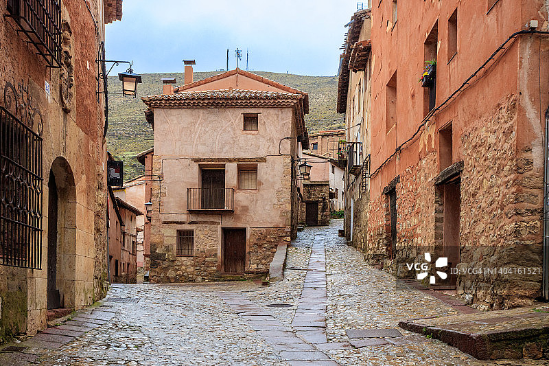 西班牙Albarracín的老城区图片素材