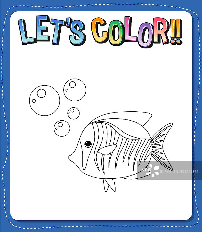 工作表模板letâ的颜色!!文本和鱼轮廓图片素材