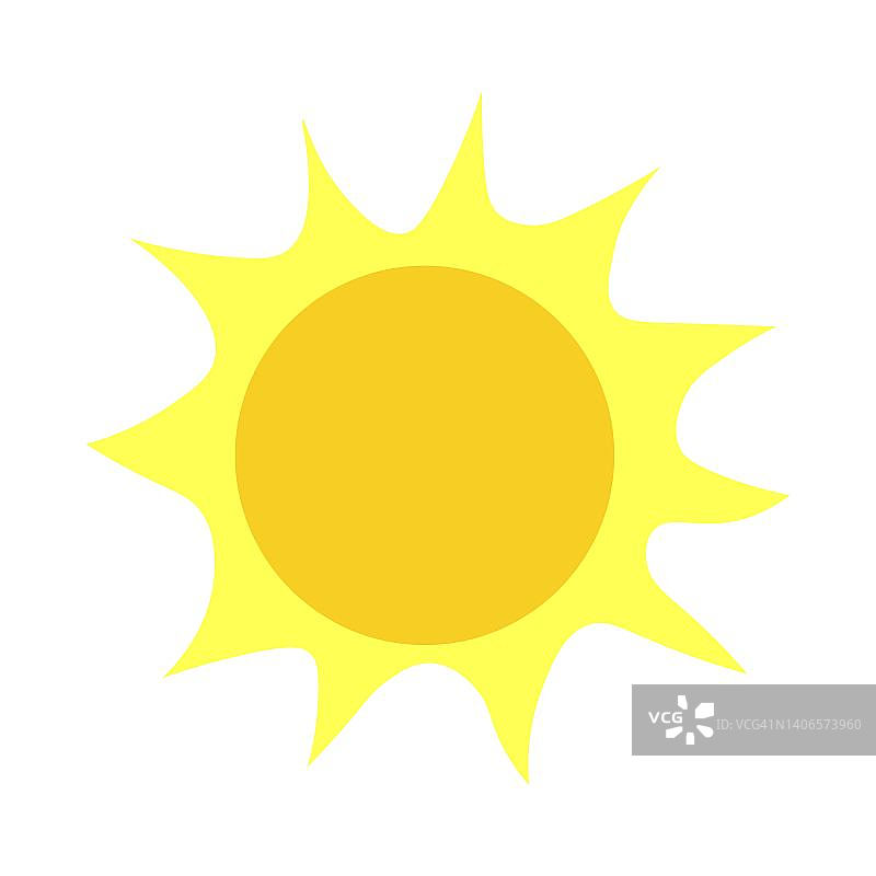 明亮的太阳矢量在白色背景，极简风格的黄色太阳素描，简单的手绘太阳素描图片素材