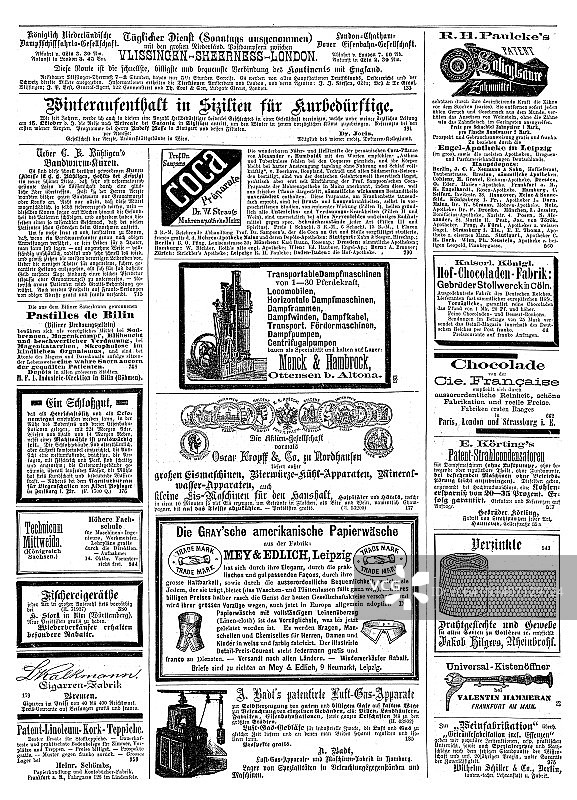 1875年的德国杂志广告，包括莱比锡的Mey & Edlich杂志图片素材