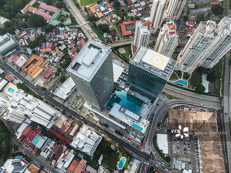 巴拿马城市办公大楼的鸟瞰图图片素材