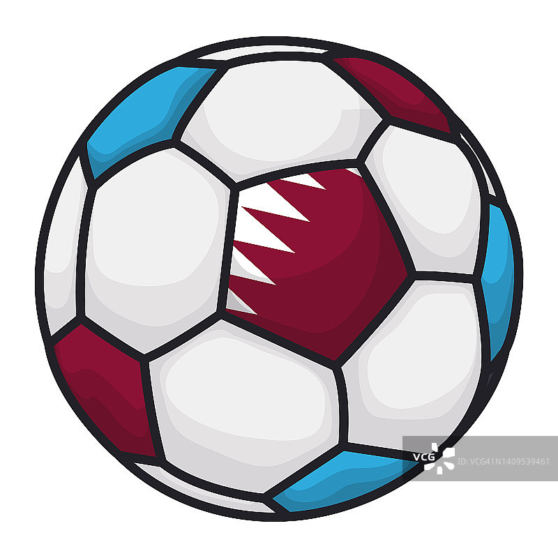 彩色足球，中间是卡塔尔国旗图片素材