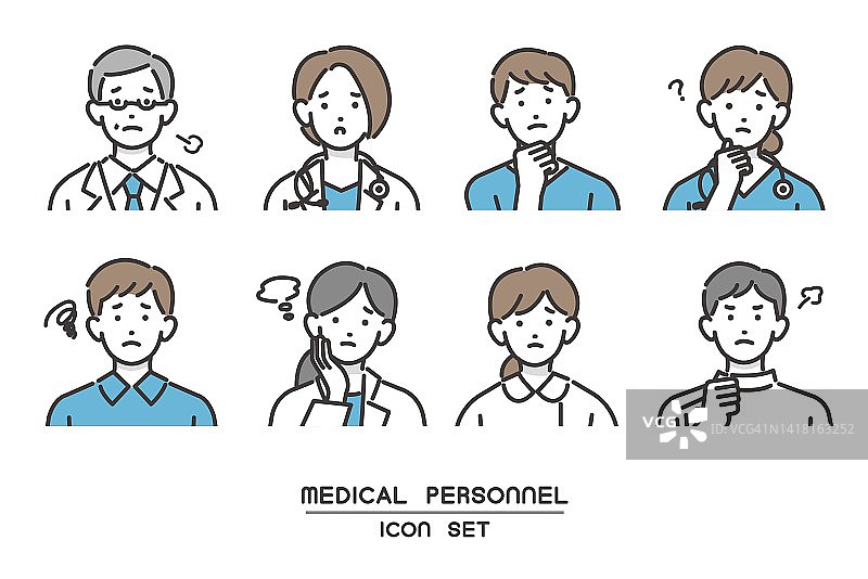 简单易用的福利，矢量插画材料的医务工作者的脸图标/医生/护士图片素材