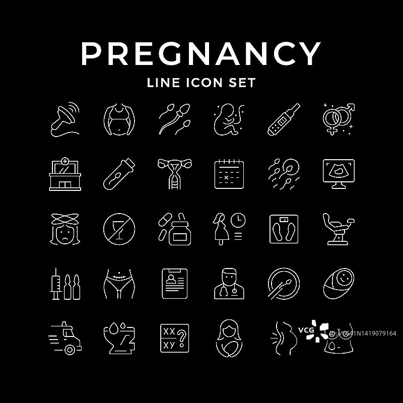 设定怀孕的线条图标图片素材