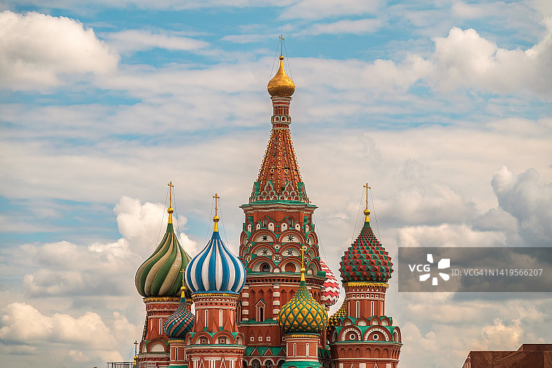 莫斯科红场上的圣瓦西里大教堂。图片素材
