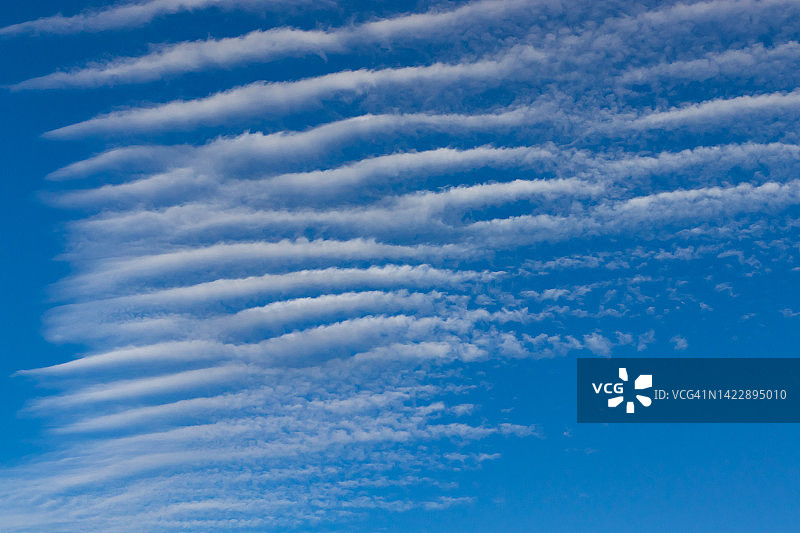 蓝色天空背景上起伏的云图片素材