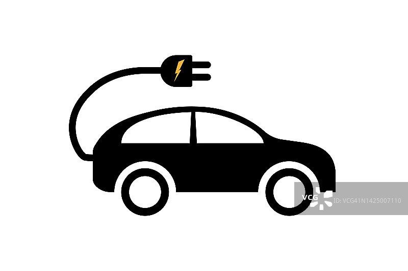电动汽车图标。环保汽车概念。孤立的矢量图。图片素材