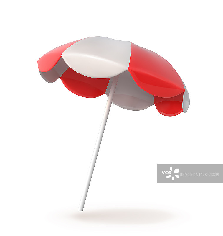 白底红白相间的沙滩伞。矢量图图片素材