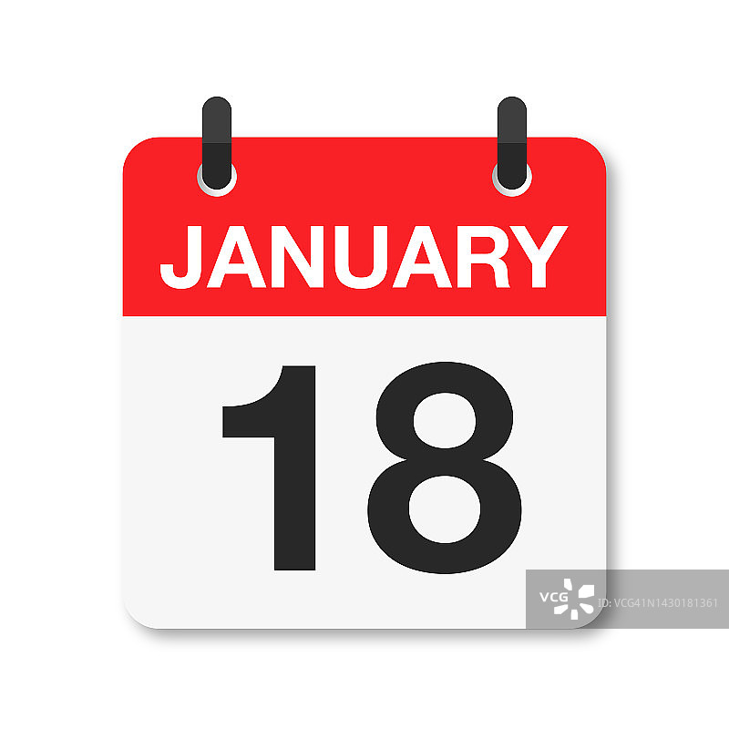 1月18日-每日日历图标-白色背景图片素材