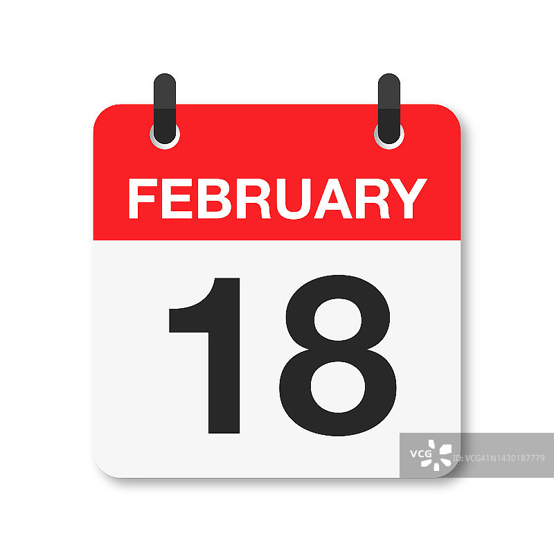 2月18日-每日日历图标-白色背景图片素材