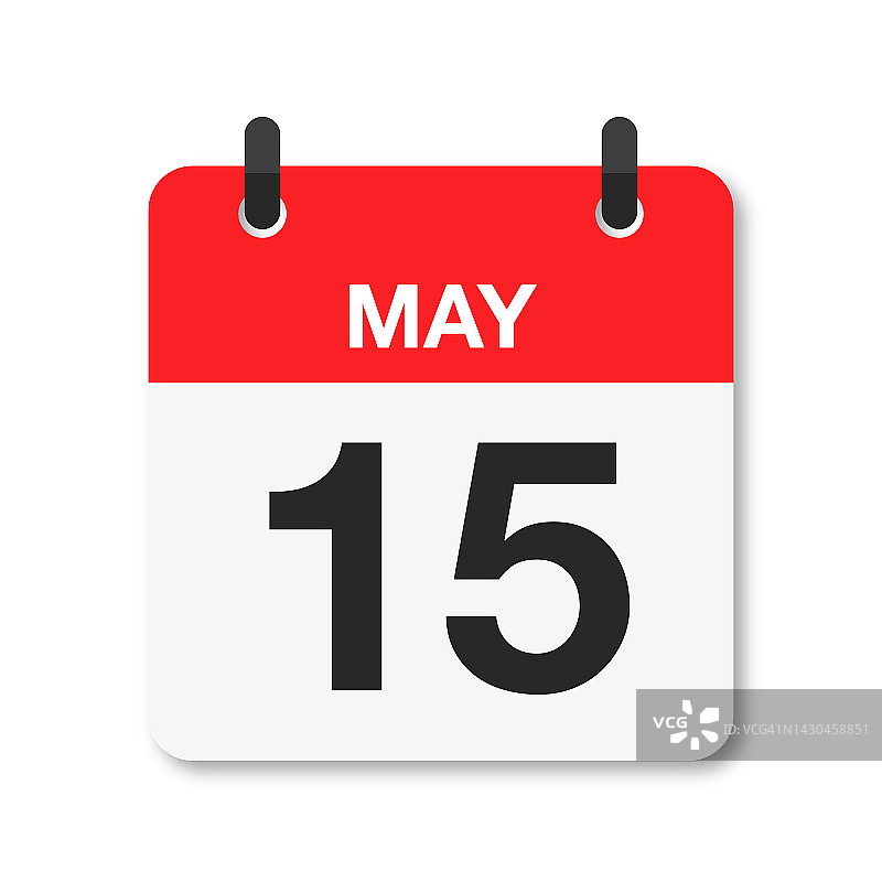 5月15日-日历图标-白色背景图片素材