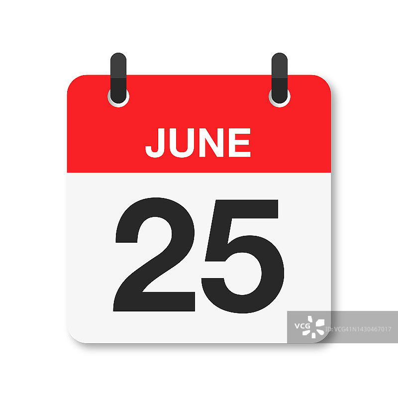 6月25日-每日日历图标-白色背景图片素材