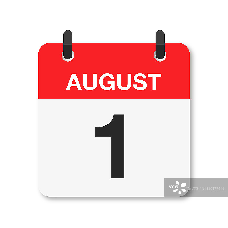 8月1日-每日日历图标-白色背景图片素材