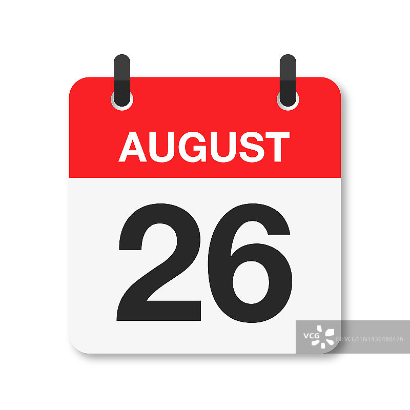 8月26日-每日日历图标-白色背景图片素材