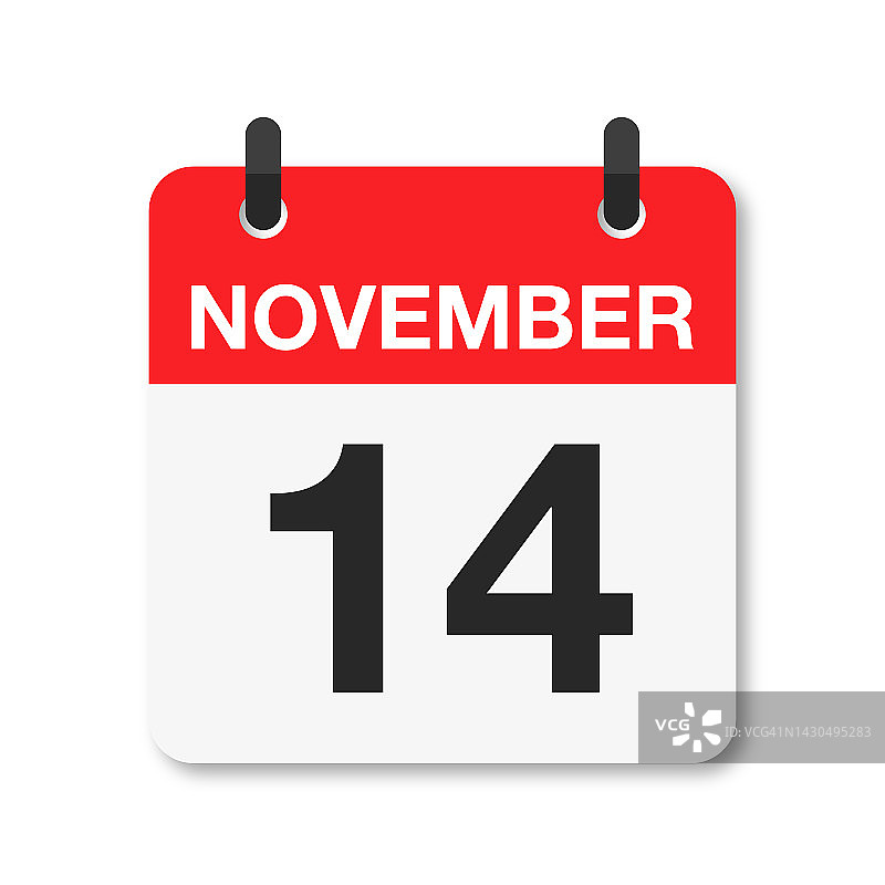 11月14日-每日日历图标-白色背景图片素材