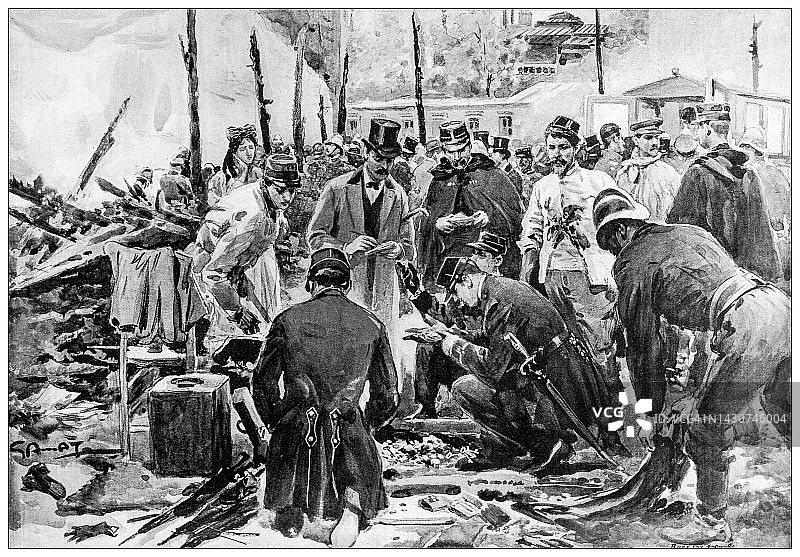 古董图片:巴扎尔德拉Charité 1897年巴黎大火。后的悲剧图片素材