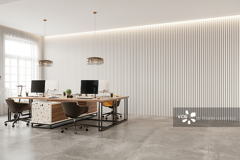 现代办公室的大空白墙图片素材