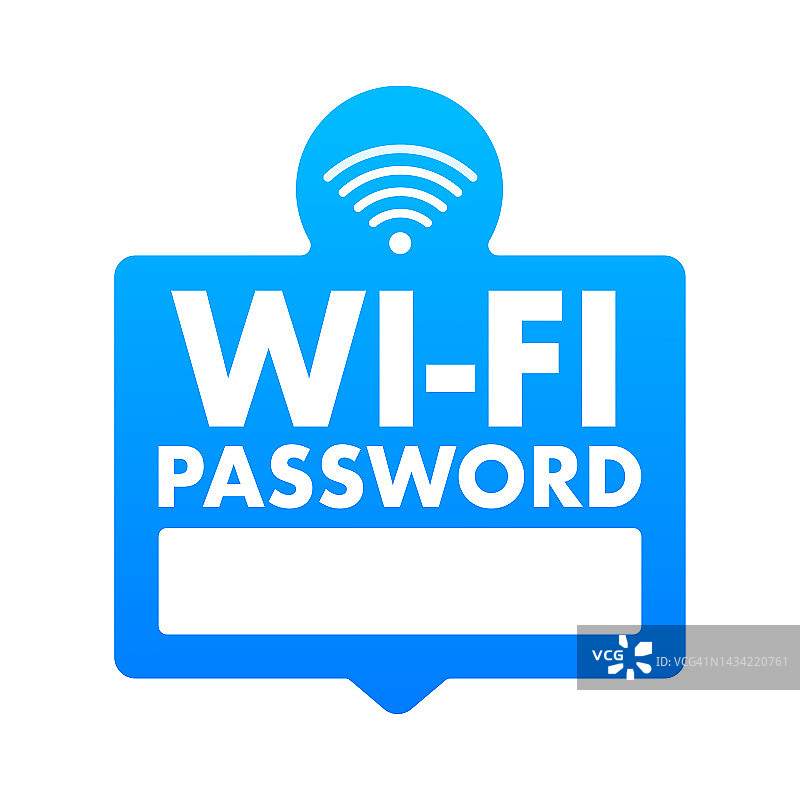 免费WiFi密码符号标志。矢量插图。图片素材
