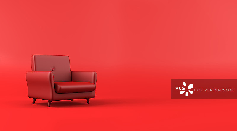 红色背景上逼真的红色沙发图片素材